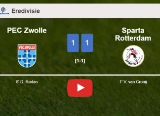 PEC Zwolle and Sparta Rotterdam draw 1-1 on Wednesday. HIGHLIGHTS