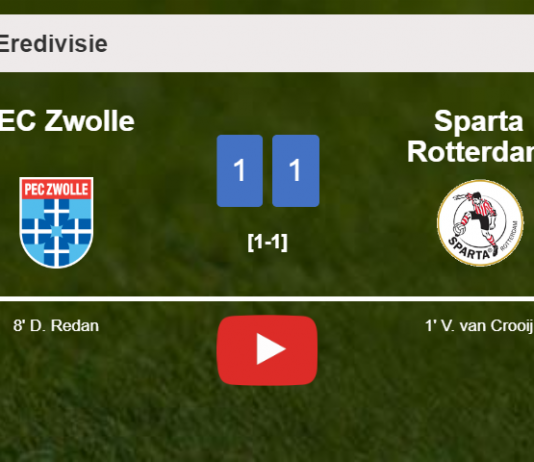 PEC Zwolle and Sparta Rotterdam draw 1-1 on Wednesday. HIGHLIGHTS