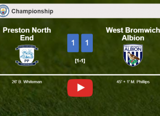 Preston North End and West Bromwich Albion draw 1-1 on Saturday. HIGHLIGHTS