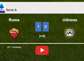 Roma conquers Udinese 1-0 with a goal scored by T. Abraham. HIGHLIGHTS