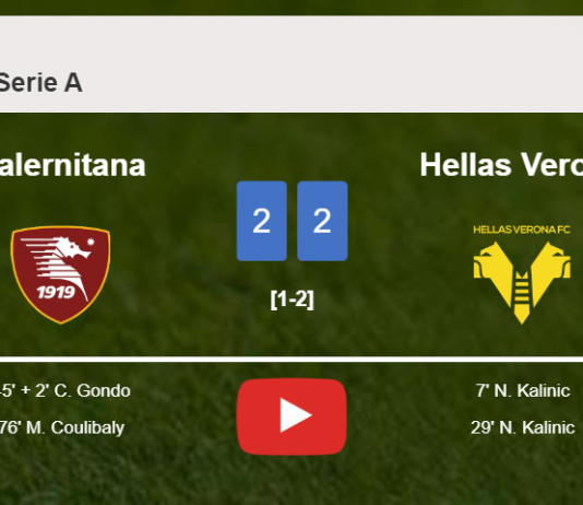 Salernitana manages to draw 2-2 with Hellas Verona after recovering a 0-2 deficit. HIGHLIGHTS