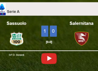 Sassuolo tops Salernitana 1-0 with a goal scored by D. Berardi. HIGHLIGHTS