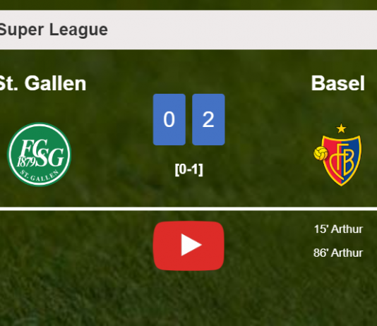 Arthur scores 2 goals to give a 2-0 win to Basel over St. Gallen. HIGHLIGHTS
