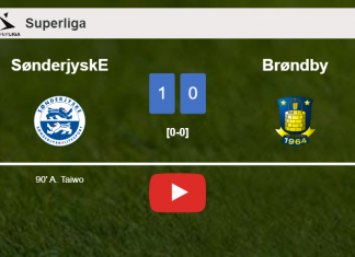 SønderjyskE defeats Brøndby 1-0 with a late goal scored by A. Taiwo. HIGHLIGHTS