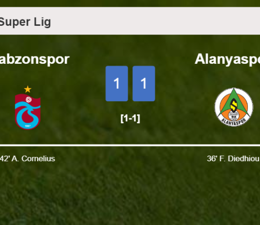 Trabzonspor and Alanyaspor draw 1-1 on Monday