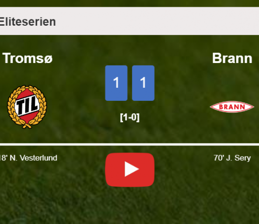 Tromsø and Brann draw 1-1 on Sunday. HIGHLIGHTS