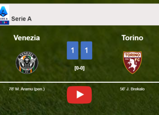 Venezia and Torino draw 1-1 on Monday. HIGHLIGHTS