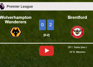 Brentford beats Wolverhampton Wanderers 2-0 on Saturday. HIGHLIGHTS
