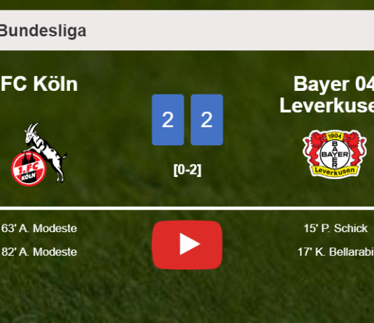  FC Köln manages to draw 2-2 with Bayer 04 Leverkusen after recovering a 0-2 deficit. HIGHLIGHTS