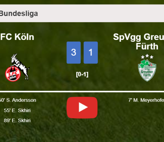 1. FC Köln tops SpVgg Greuther Fürth 3-1 after recovering from a 0-1 deficit. HIGHLIGHTS