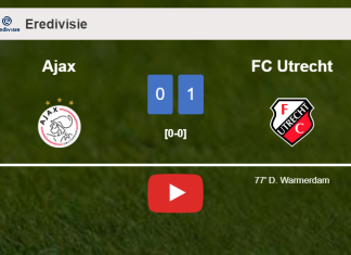 FC Utrecht conquers Ajax 1-0 with a goal scored by D. Warmerdam. HIGHLIGHTS