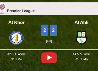 Al Khor manages to draw 2-2 with Al Ahli after recovering a 0-2 deficit. HIGHLIGHTS