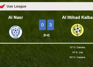 Al Ittihad Kalba demolishes Al Nasr with 2 goals from O. Camara