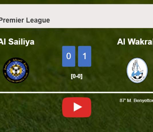 Al Wakrah overcomes Al Sailiya 1-0 with a late goal scored by M. Benyettou. HIGHLIGHTS