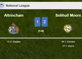 Solihull Moors recovers a 0-1 deficit to overcome Altrincham 2-1