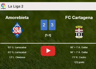 FC Cartagena prevails over Amorebieta after recovering from a 2-1 deficit. HIGHLIGHTS
