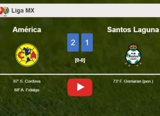 América tops Santos Laguna 2-1. HIGHLIGHTS