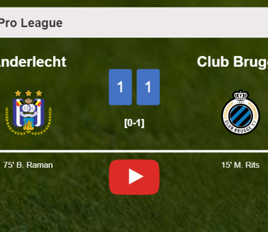 Anderlecht and Club Brugge draw 1-1 on Sunday. HIGHLIGHTS