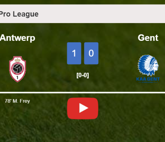 Antwerp defeats Gent 1-0 with a goal scored by M. Frey. HIGHLIGHTS