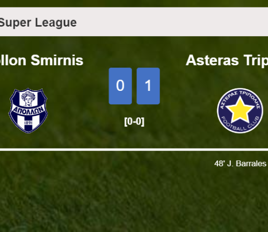 Asteras Tripolis defeats Apollon Smirnis 1-0 with a goal scored by J. Barrales