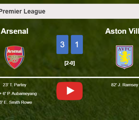 Arsenal defeats Aston Villa 3-1. HIGHLIGHTS