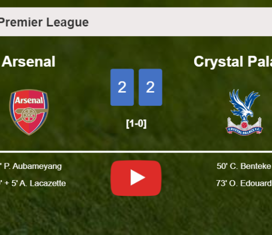 Arsenal and Crystal Palace draw 2-2 on Monday. HIGHLIGHTS