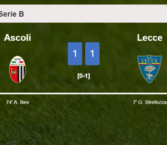 Ascoli and Lecce draw 1-1 on Saturday