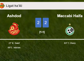 Ashdod and Maccabi Haifa draw 2-2 on Saturday