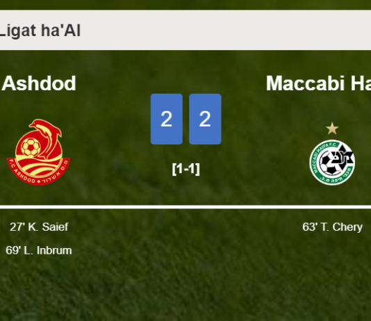 Ashdod and Maccabi Haifa draw 2-2 on Saturday