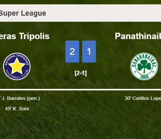 Asteras Tripolis recovers a 0-1 deficit to best Panathinaikos 2-1