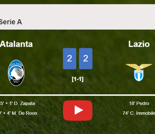 Atalanta and Lazio draw 2-2 on Saturday. HIGHLIGHTS