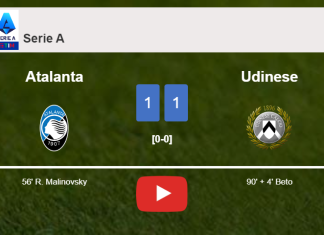 Udinese steals a draw against Atalanta. HIGHLIGHTS