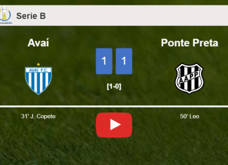 Avaí and Ponte Preta draw 1-1 on Tuesday. HIGHLIGHTS