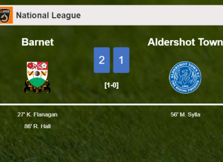 Barnet grabs a 2-1 win against Aldershot Town