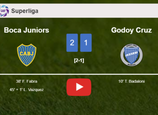 Boca Juniors recovers a 0-1 deficit to best Godoy Cruz 2-1. HIGHLIGHTS