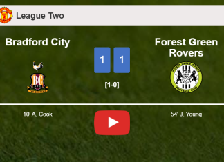 Bradford City and Forest Green Rovers draw 1-1 on Saturday. HIGHLIGHTS