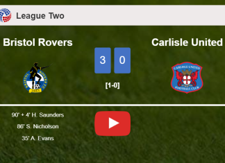 Bristol Rovers tops Carlisle United 3-0. HIGHLIGHTS