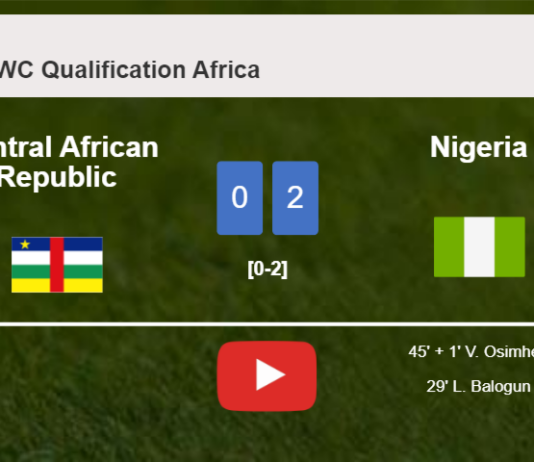 Nigeria tops Central African Republic 2-0 on Sunday. HIGHLIGHTS