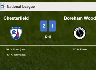 Chesterfield defeats Boreham Wood 2-1