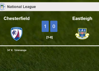 Chesterfield overcomes Eastleigh 1-0 with a goal scored by K. Tshimanga