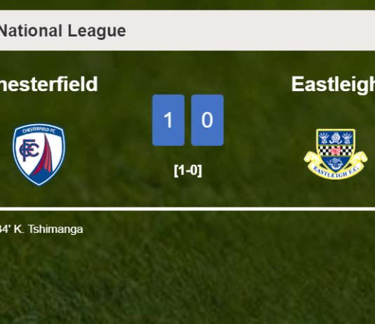 Chesterfield overcomes Eastleigh 1-0 with a goal scored by K. Tshimanga