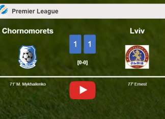 Chornomorets and Lviv draw 1-1 on Saturday. HIGHLIGHTS