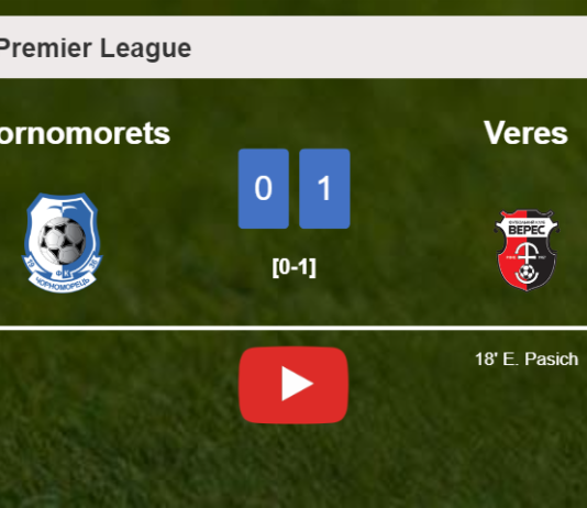 Veres defeats Chornomorets 1-0 with a goal scored by E. Pasich. HIGHLIGHTS