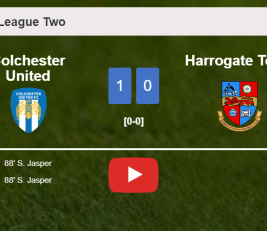 Colchester United overcomes Harrogate Town 1-0 with a late goal scored by S. Jasper. HIGHLIGHTS