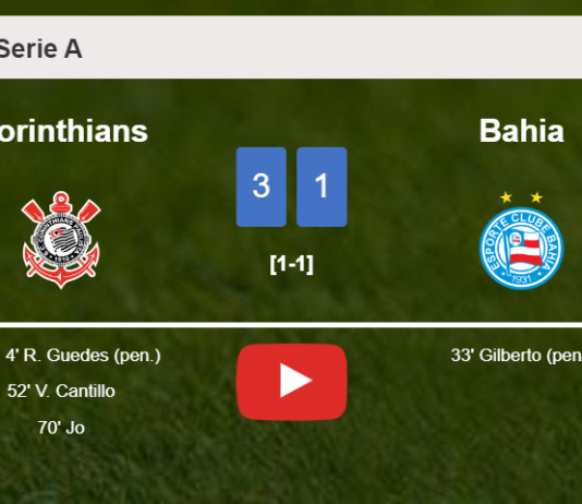 Corinthians conquers Bahia 3-1 after recovering from a 0-1 deficit. HIGHLIGHTS