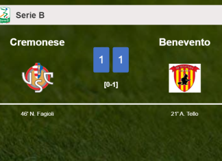 Cremonese and Benevento draw 1-1 on Sunday