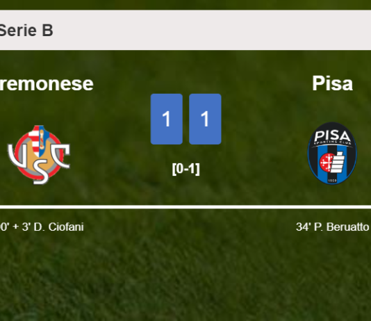 Cremonese grabs a draw against Pisa
