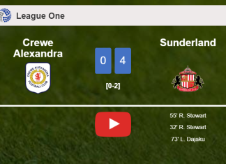 Sunderland defeats Crewe Alexandra 4-0 after playing a incredible match. HIGHLIGHTS