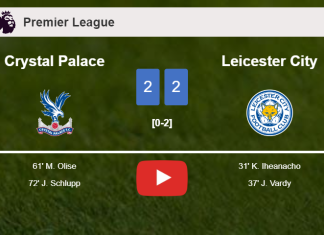 Crystal Palace manages to draw 2-2 with Leicester City after recovering a 0-2 deficit. HIGHLIGHTS