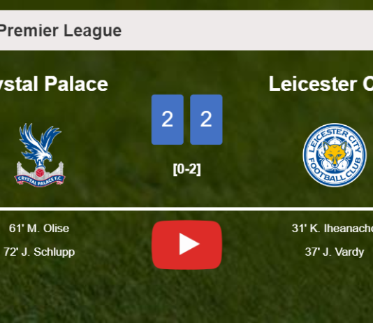 Crystal Palace manages to draw 2-2 with Leicester City after recovering a 0-2 deficit. HIGHLIGHTS